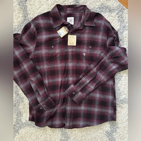 True Craft Maroon and Black Plaid Shirt - Picture 1 of 2